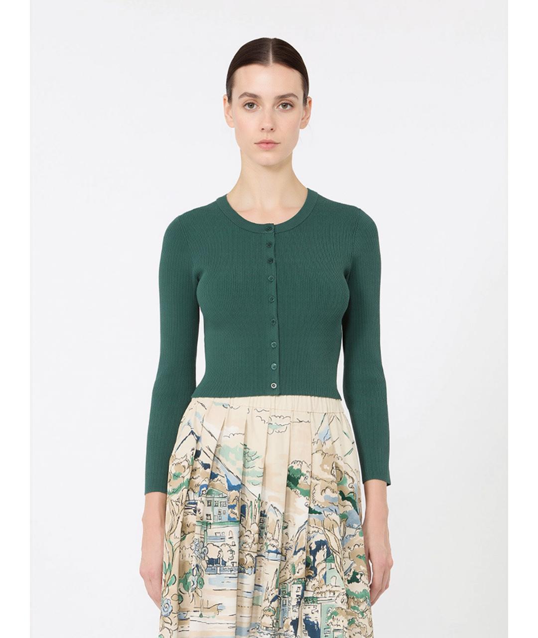WEEKEND MAX MARA Зеленый вискозный кардиган, фото 3