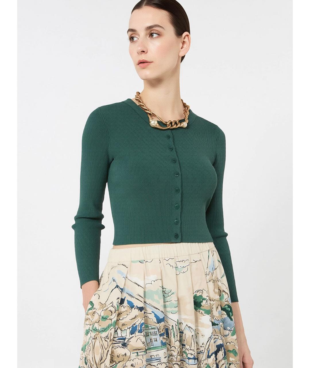 WEEKEND MAX MARA Зеленый вискозный кардиган, фото 5