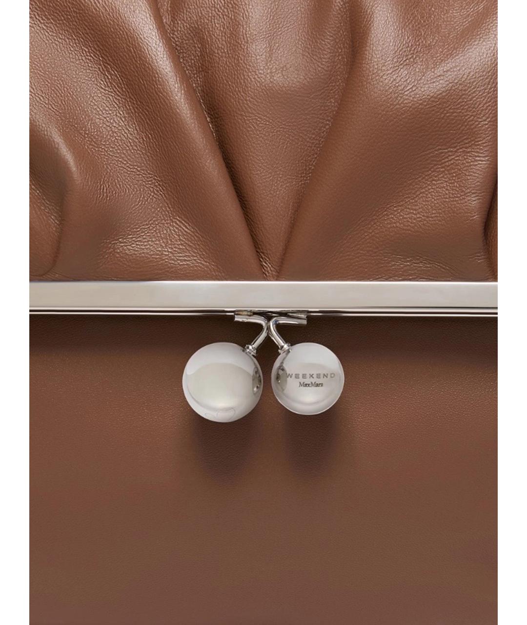 WEEKEND MAX MARA Коричневая кожаная сумка через плечо, фото 5