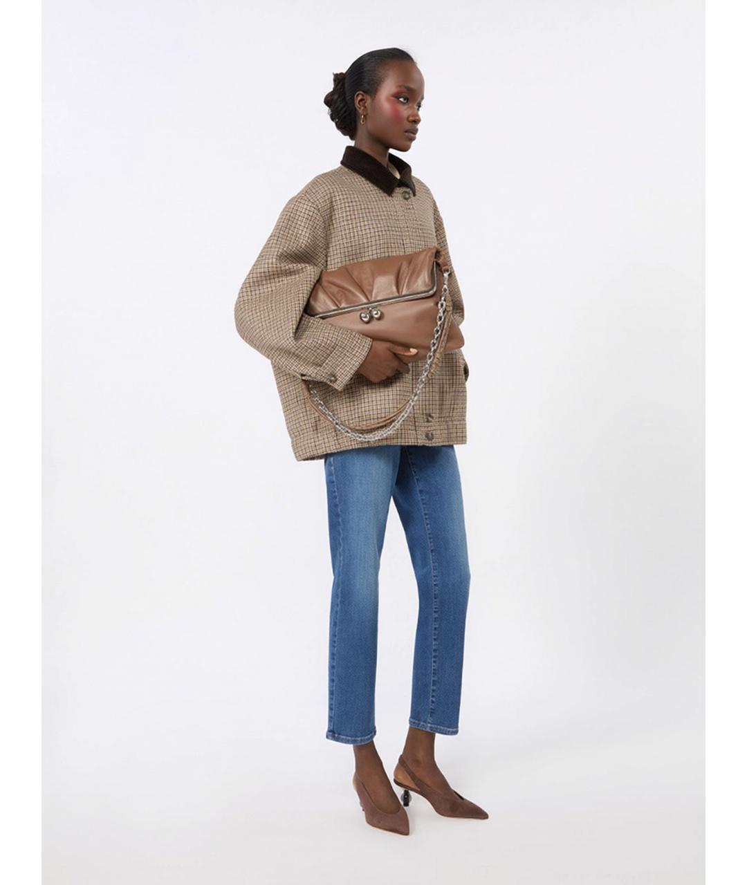 WEEKEND MAX MARA Коричневая кожаная сумка через плечо, фото 2