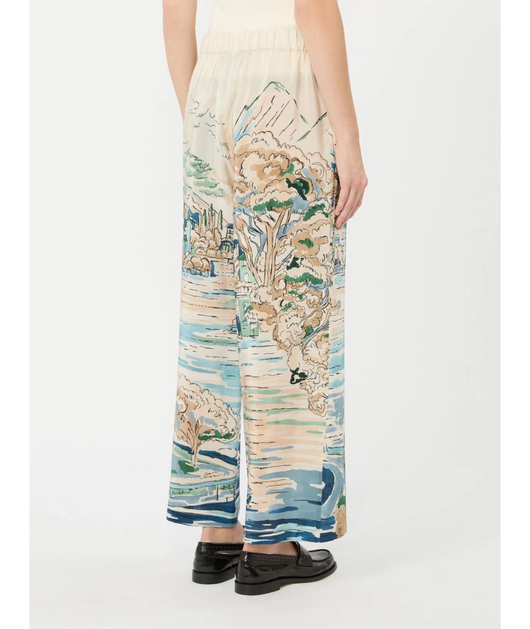 WEEKEND MAX MARA Мульти шелковые прямые брюки, фото 4