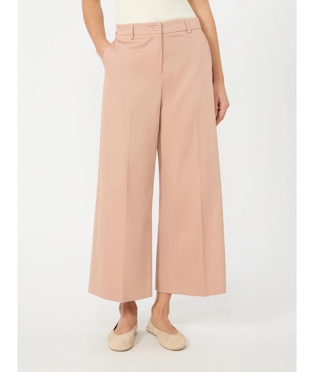 WEEKEND MAX MARA Розовые хлопковые прямые брюки, фото 3
