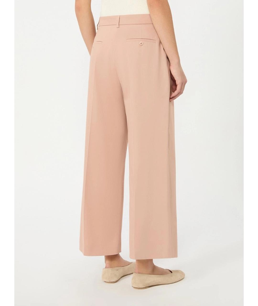 WEEKEND MAX MARA Розовые хлопковые прямые брюки, фото 4