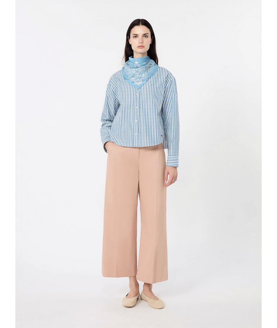 WEEKEND MAX MARA Розовые хлопковые прямые брюки, фото 2