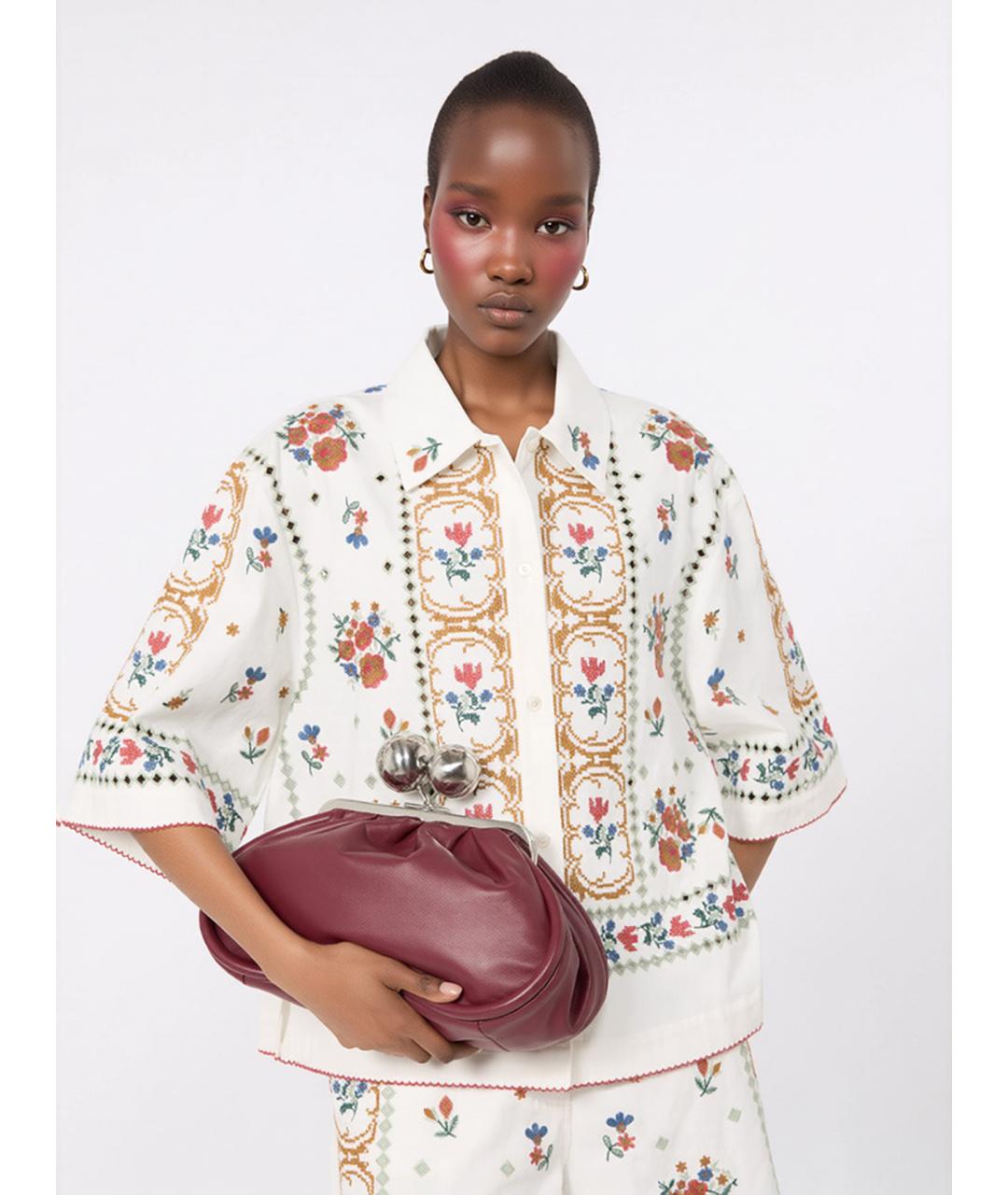 WEEKEND MAX MARA Бордовая кожаная сумка через плечо, фото 2