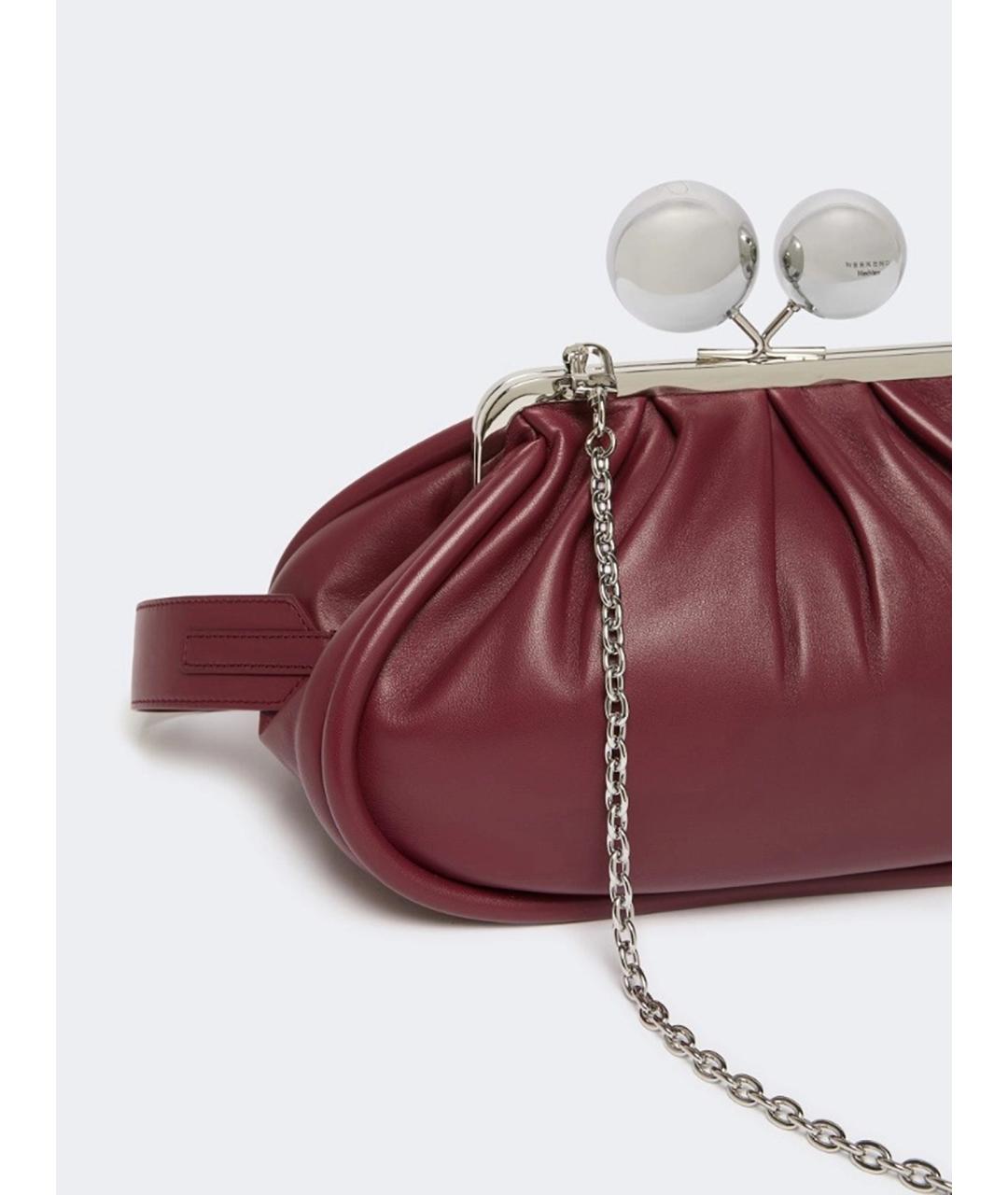 WEEKEND MAX MARA Бордовая кожаная сумка через плечо, фото 3