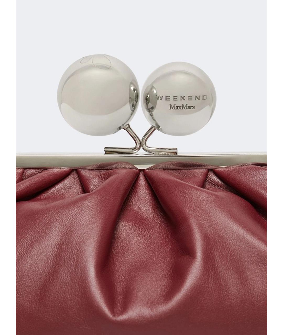 WEEKEND MAX MARA Бордовая кожаная сумка через плечо, фото 4