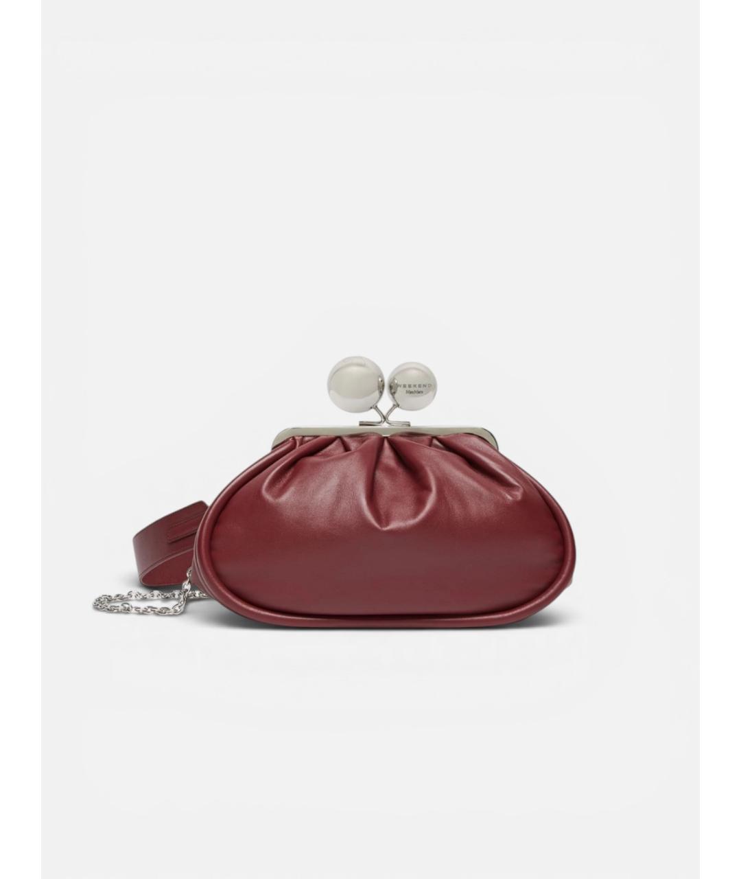 WEEKEND MAX MARA Бордовая кожаная сумка через плечо, фото 1
