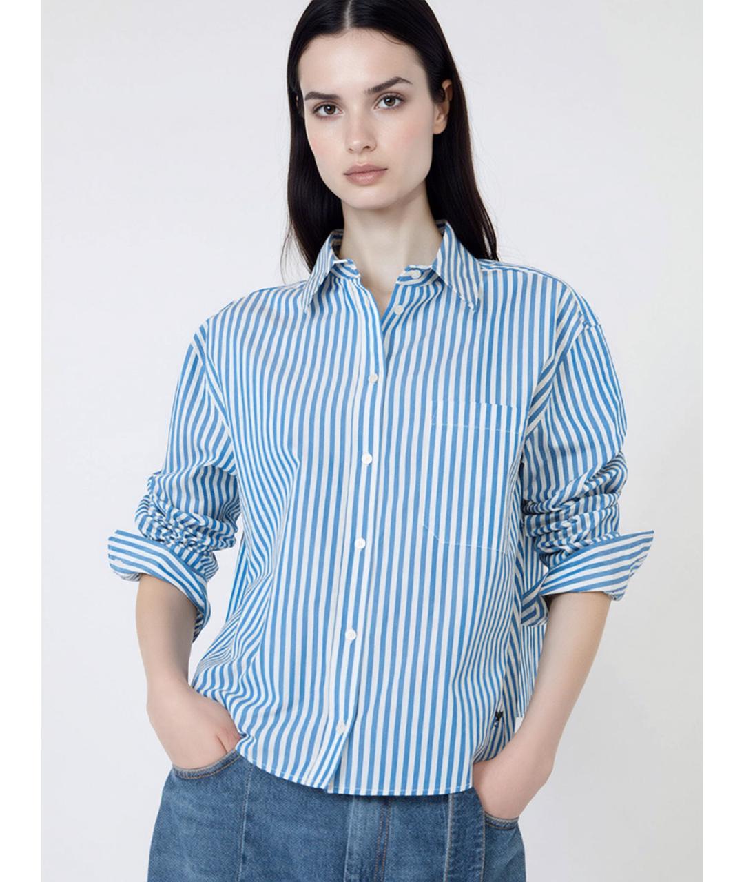 WEEKEND MAX MARA Синяя хлопковая рубашка, фото 5