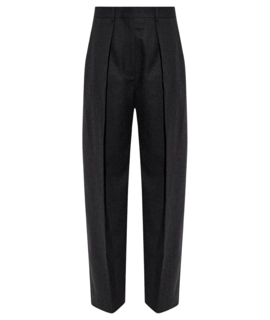 VICTORIA BECKHAM Серые шерстяные прямые брюки, фото 1