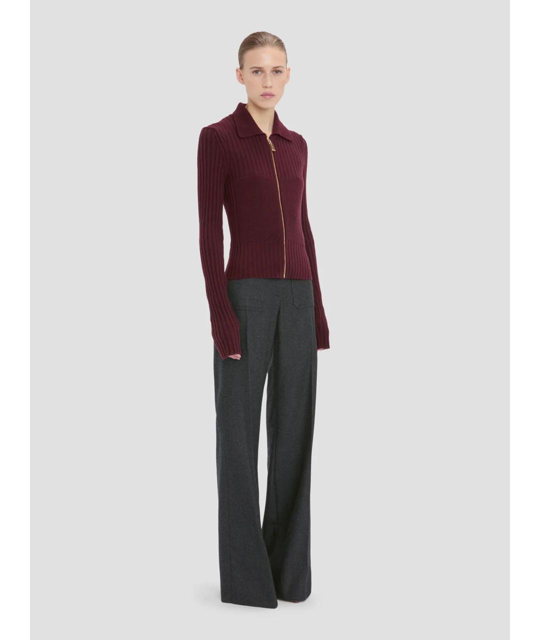 VICTORIA BECKHAM Бордовый шерстяной кардиган, фото 2