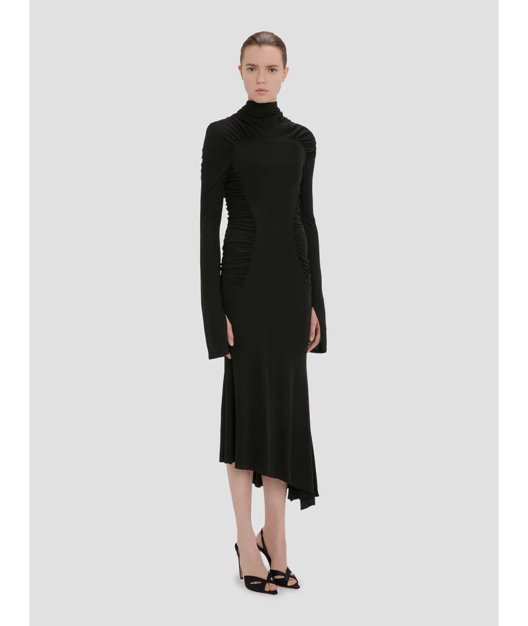 VICTORIA BECKHAM Черное вискозное коктейльное платье, фото 3
