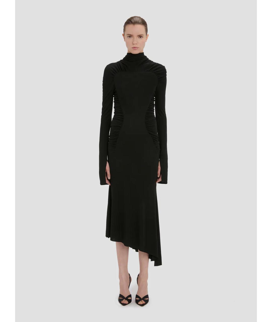 VICTORIA BECKHAM Черное вискозное коктейльное платье, фото 2
