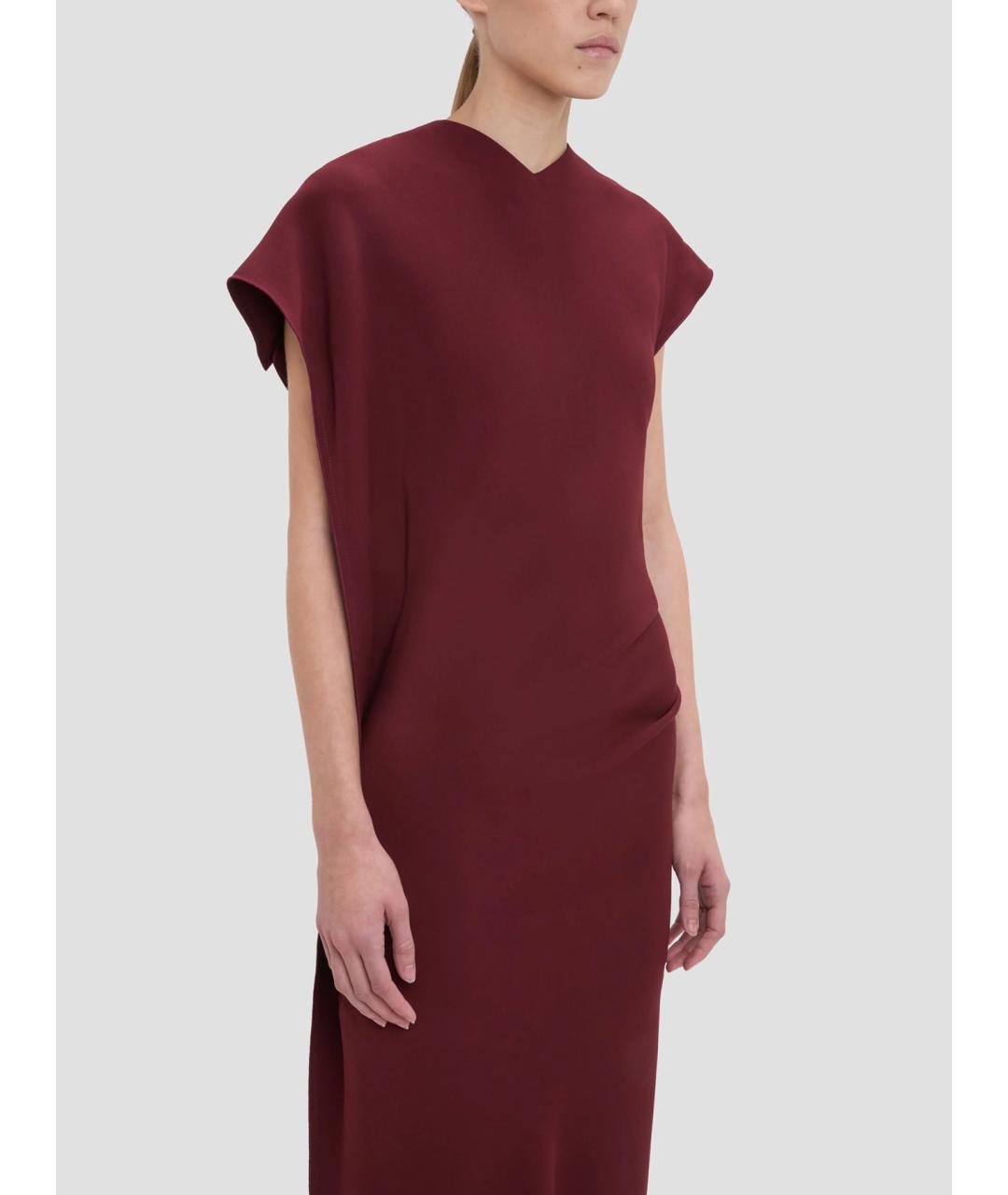 VICTORIA BECKHAM Бордовое вискозное коктейльное платье, фото 5