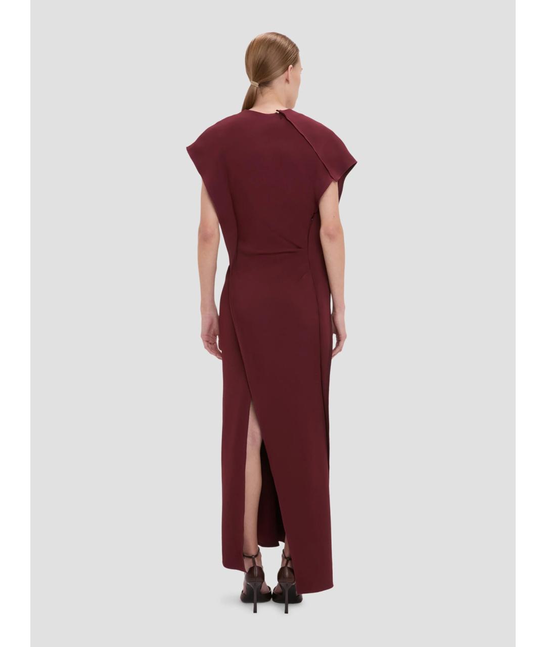 VICTORIA BECKHAM Бордовое вискозное коктейльное платье, фото 4