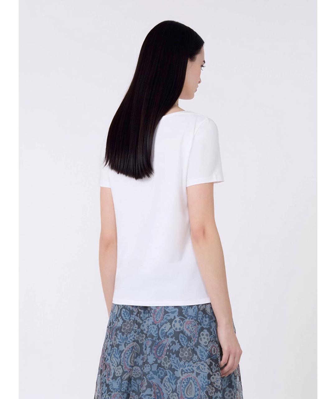 WEEKEND MAX MARA Белая хлопковая футболка, фото 3