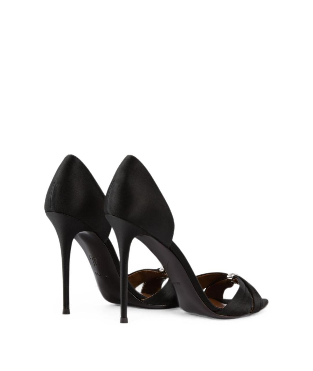 GIUSEPPE ZANOTTI DESIGN Черные текстильные босоножки, фото 4