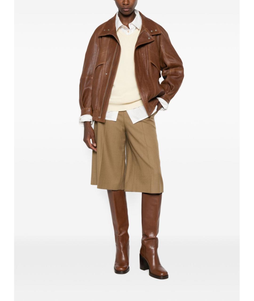 MAX MARA Бежевые хлопковые шорты, фото 3
