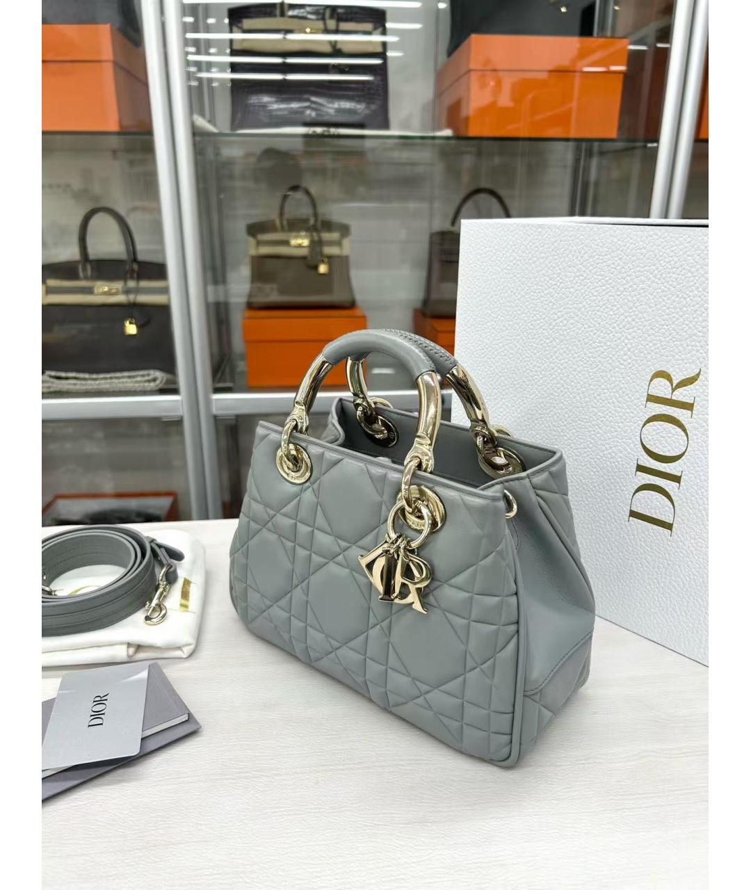CHRISTIAN DIOR Голубая кожаная сумка через плечо, фото 4