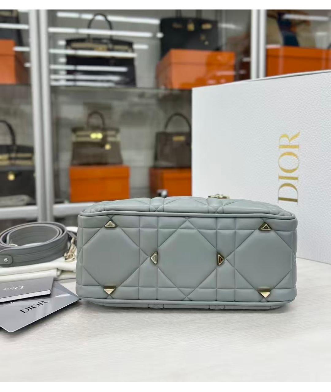 CHRISTIAN DIOR Голубая кожаная сумка через плечо, фото 5