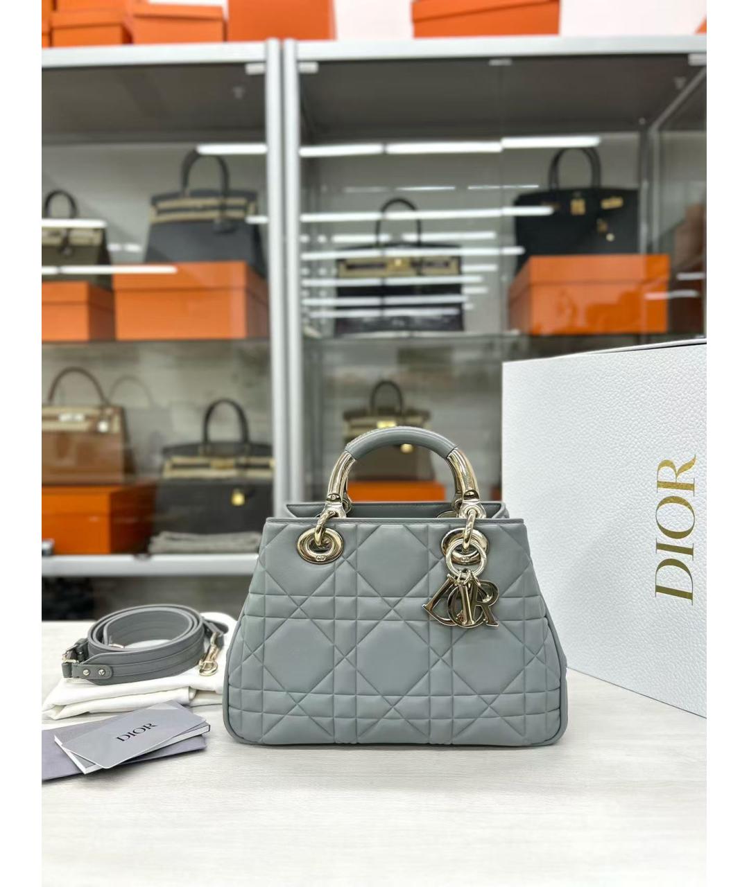 CHRISTIAN DIOR Голубая кожаная сумка через плечо, фото 2
