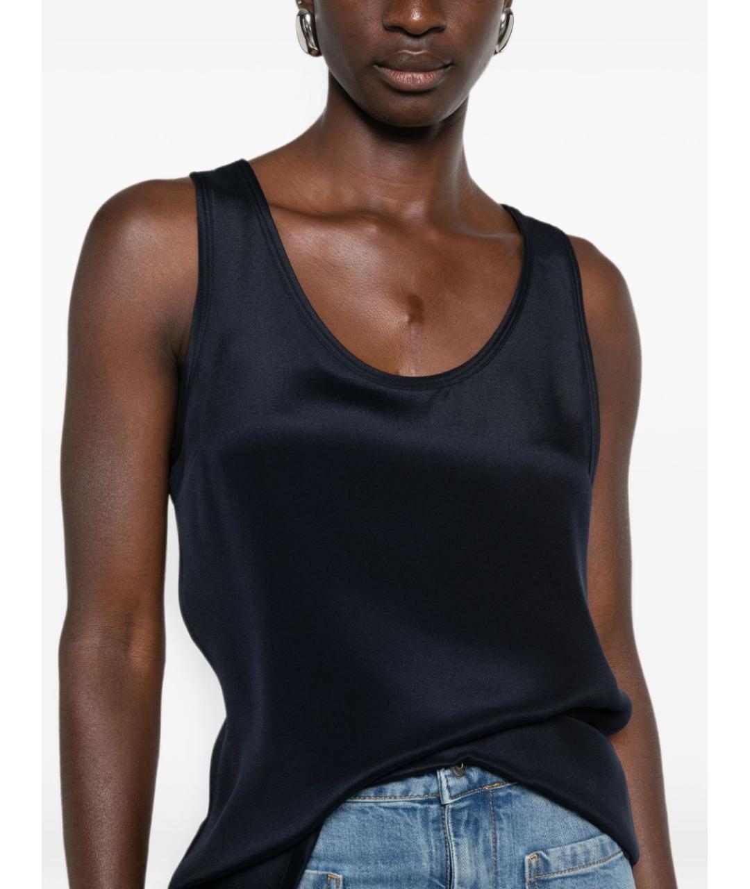 MAX MARA Синяя шелковая майка, фото 2