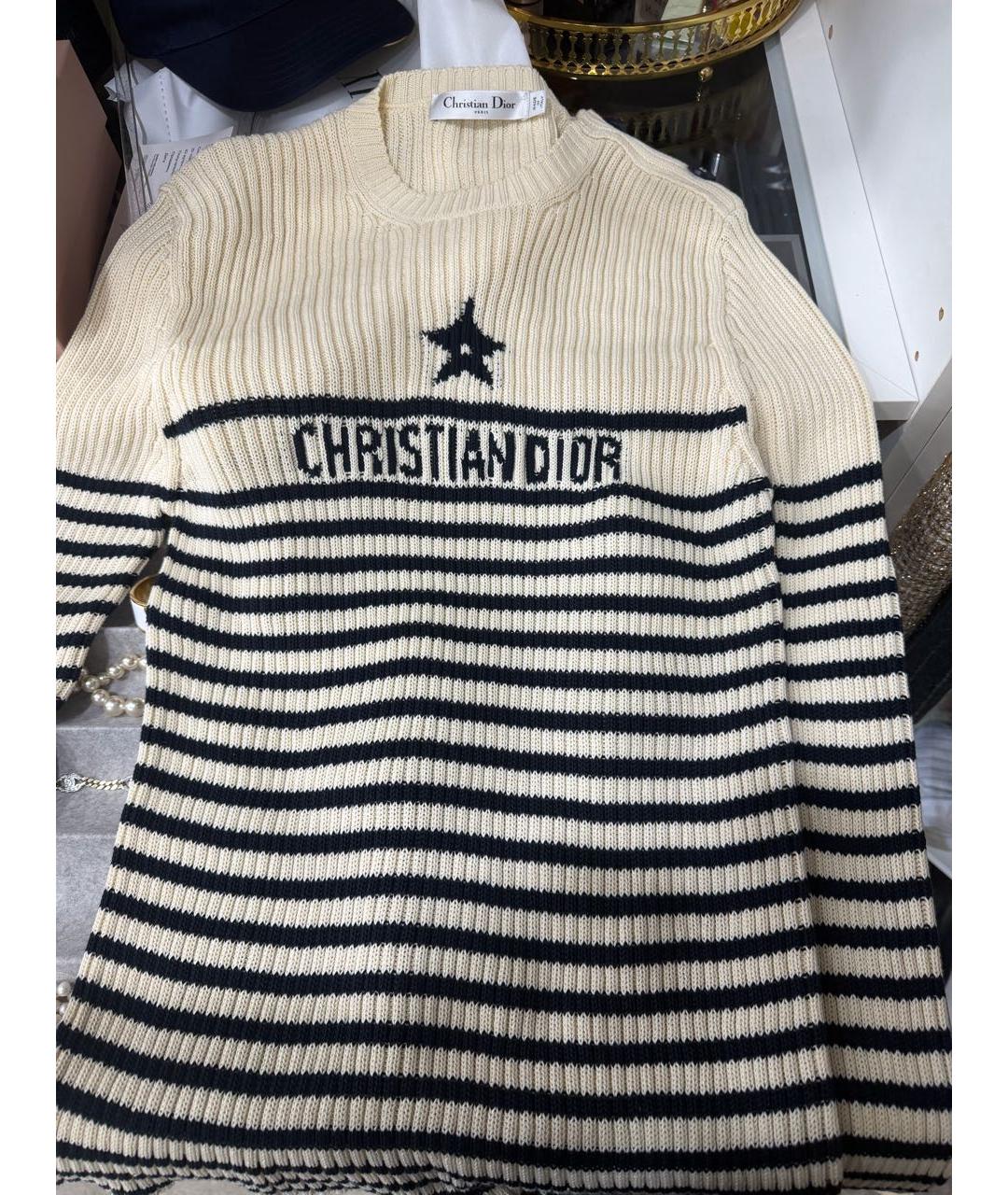 CHRISTIAN DIOR Бежевый хлопковый джемпер / свитер, фото 8