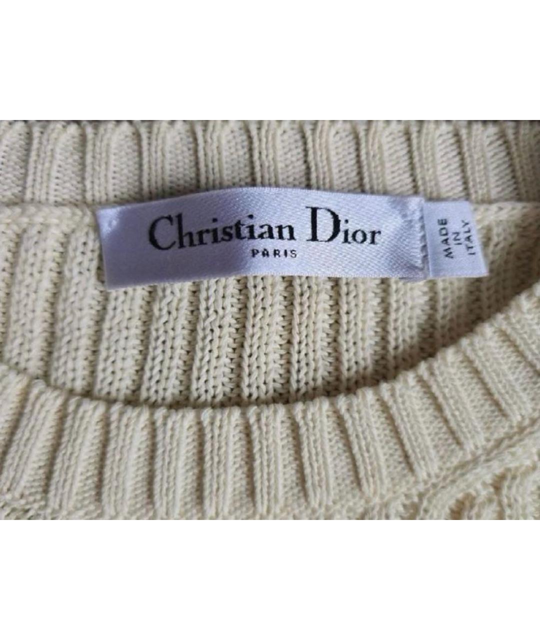 CHRISTIAN DIOR Бежевый хлопковый джемпер / свитер, фото 3