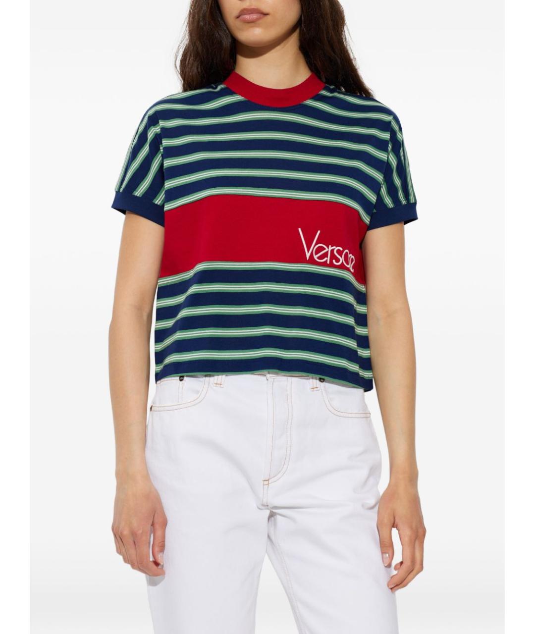VERSACE Мульти хлопковая футболка, фото 3