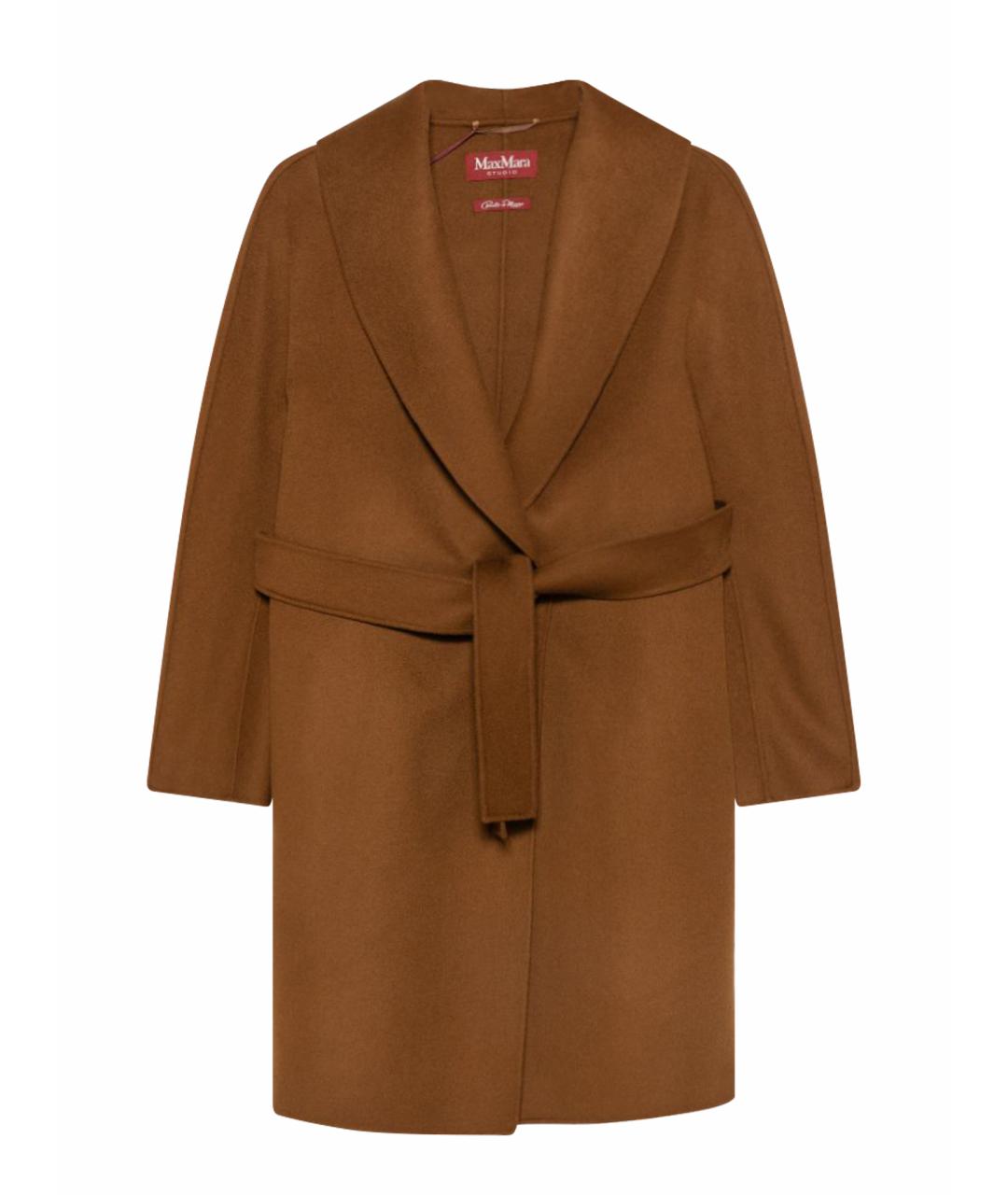 MAX MARA Коричневое шерстяное пальто, фото 1