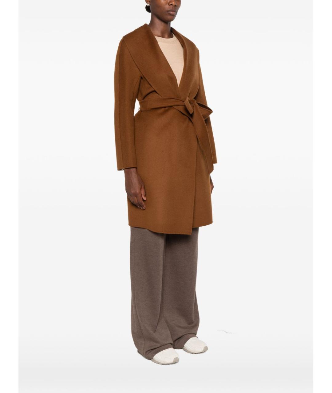 MAX MARA Коричневое шерстяное пальто, фото 4
