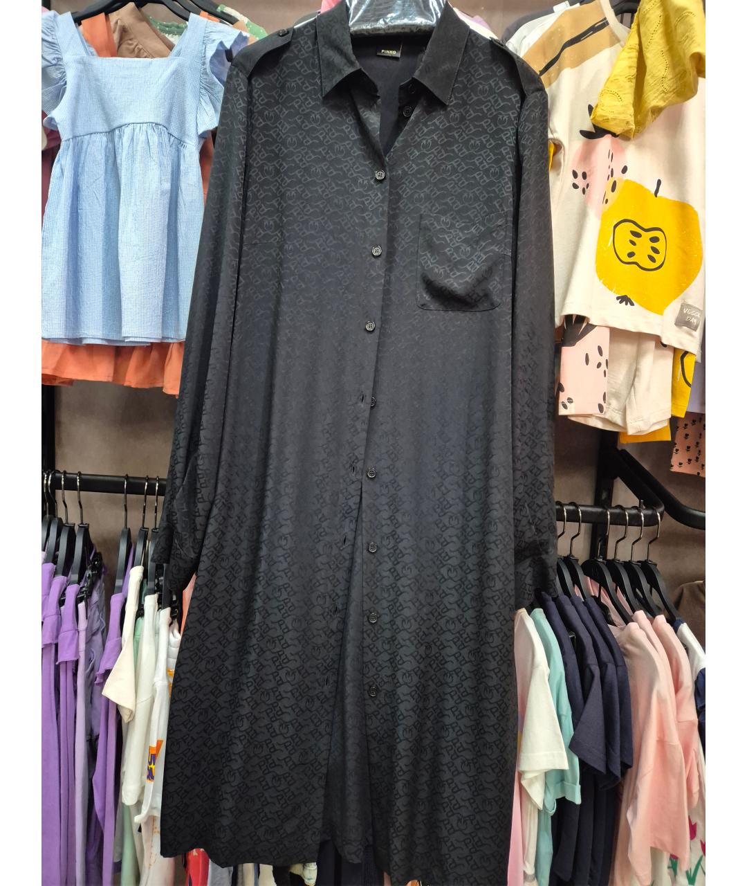 PINKO Черное вискозное повседневное платье, фото 6