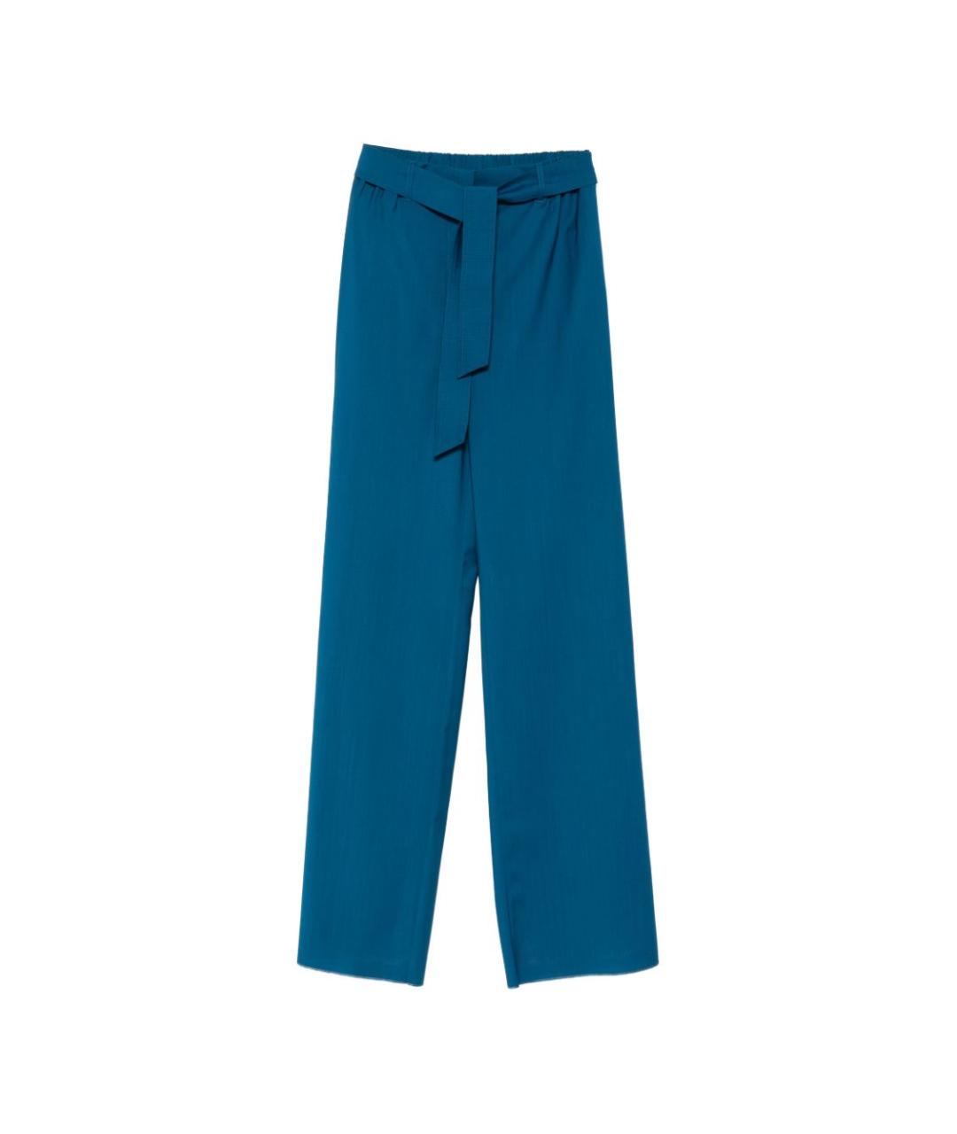 MAX MARA Синие хлопковые прямые брюки, фото 1