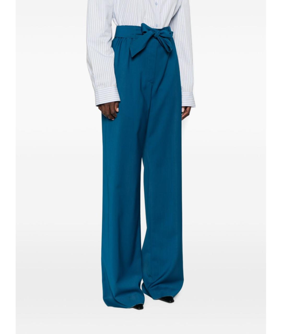 MAX MARA Синие хлопковые прямые брюки, фото 2