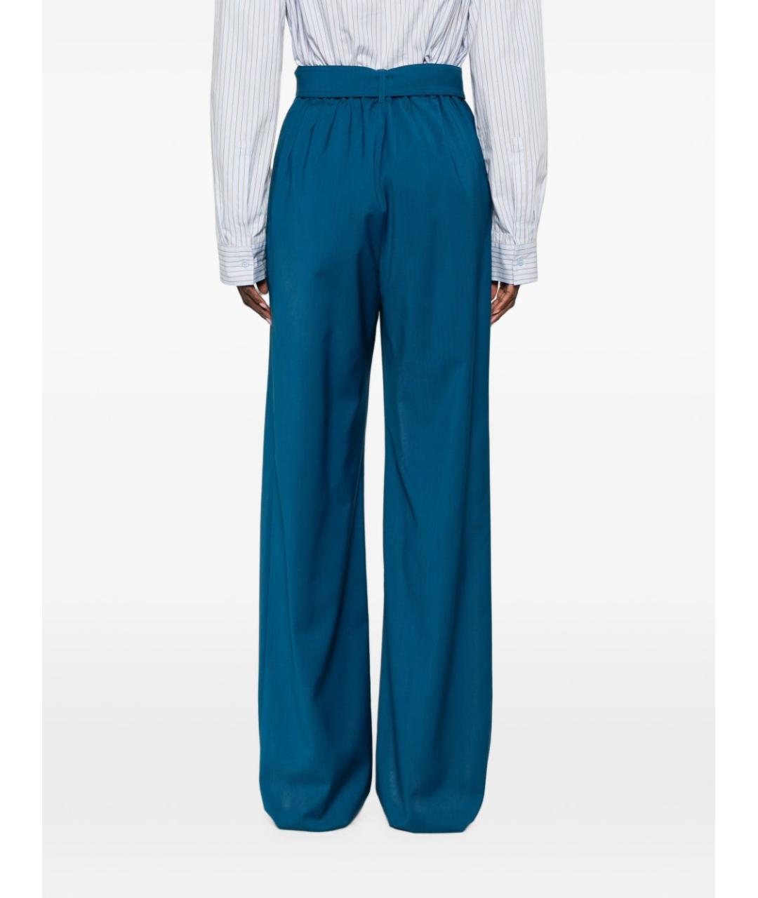 MAX MARA Синие хлопковые прямые брюки, фото 5