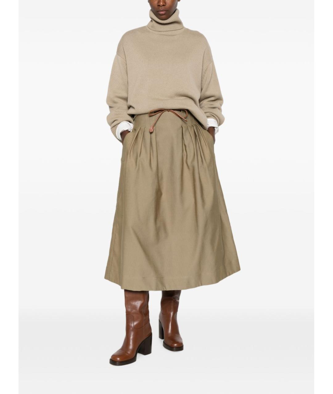 MAX MARA Хаки юбка миди, фото 2