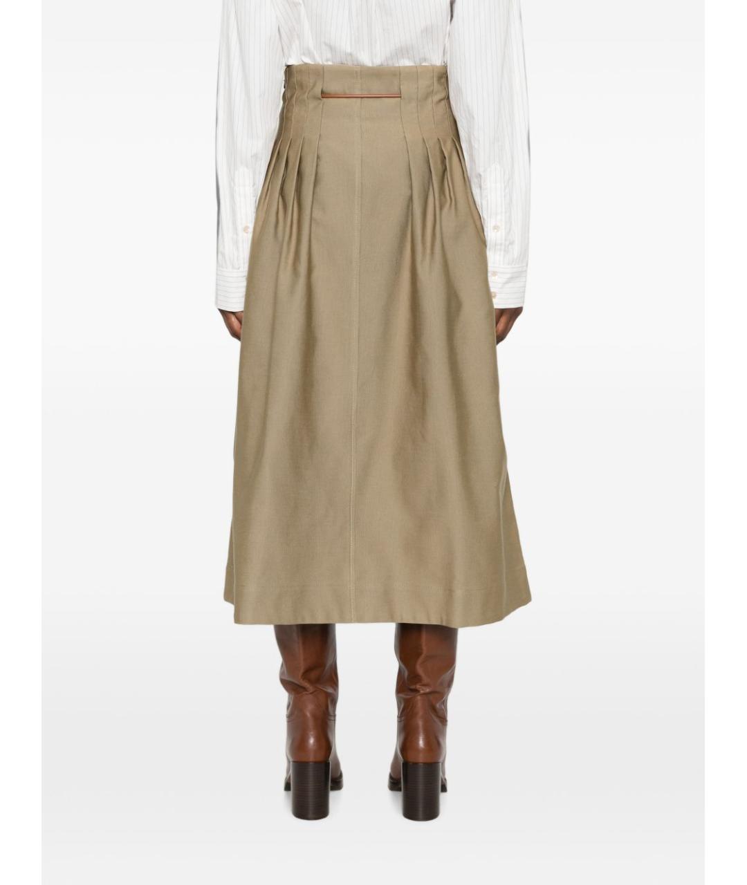 MAX MARA Хаки юбка миди, фото 5