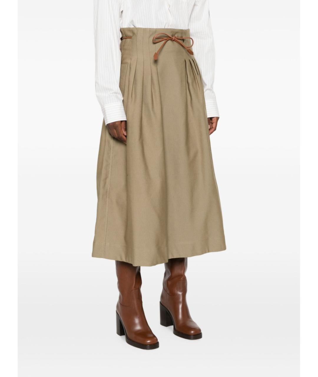 MAX MARA Хаки юбка миди, фото 4