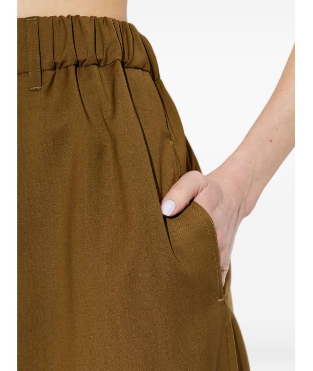 MAX MARA Коричневые шерстяные прямые брюки, фото 4