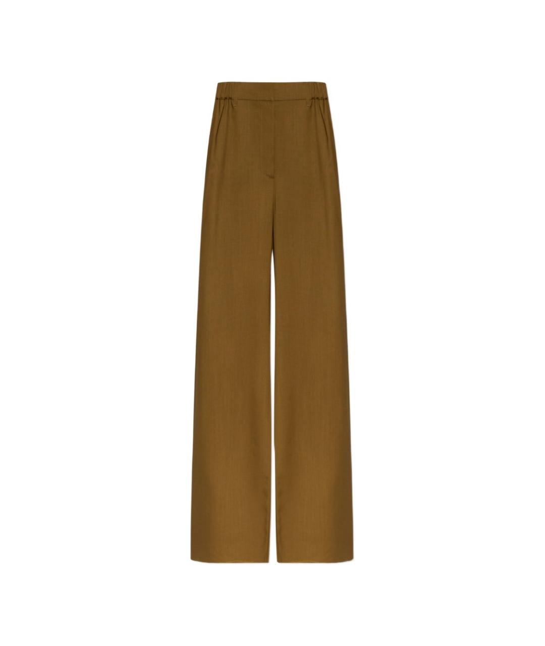 MAX MARA Коричневые шерстяные прямые брюки, фото 1