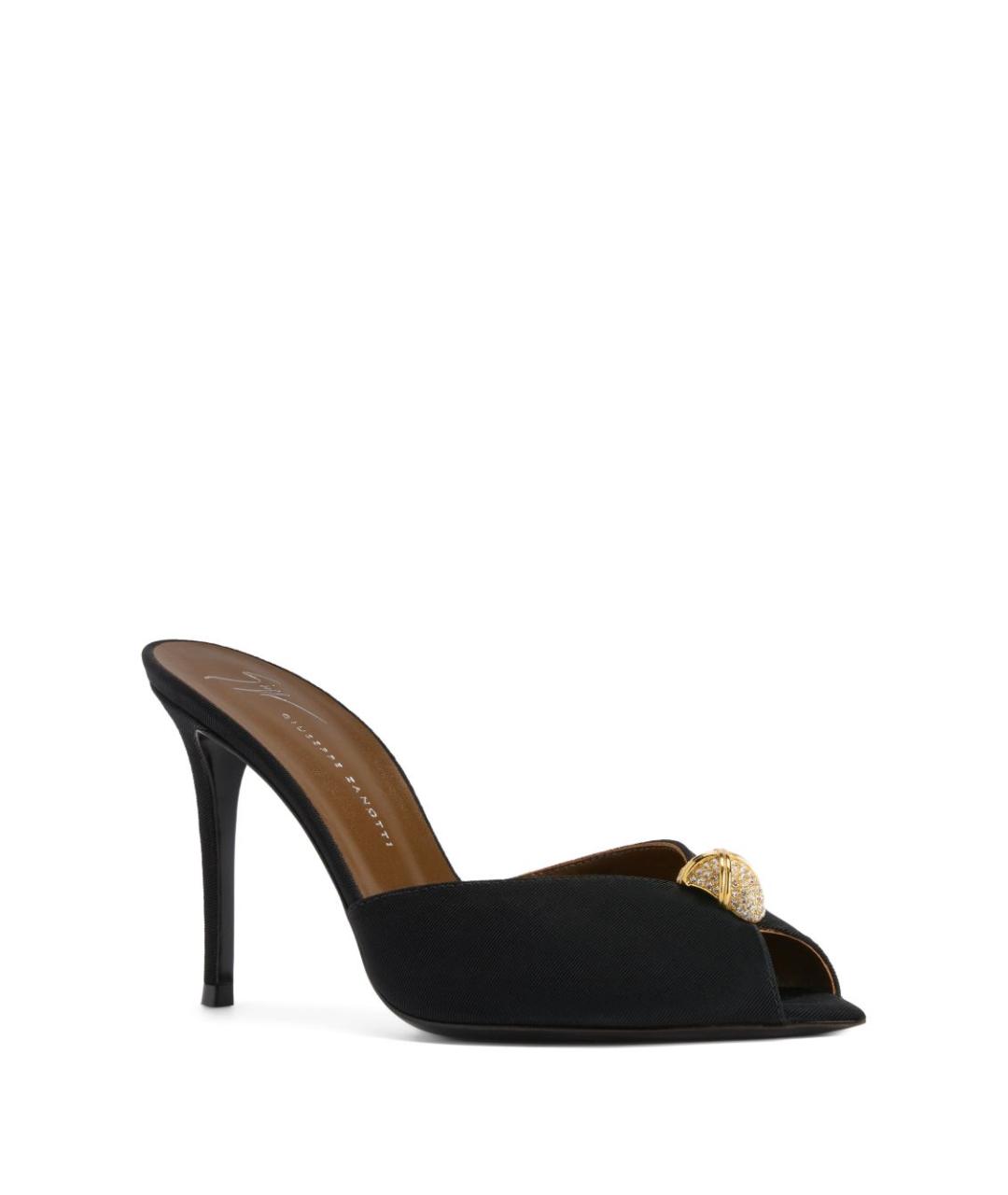 GIUSEPPE ZANOTTI DESIGN Черные текстильные мюли, фото 2