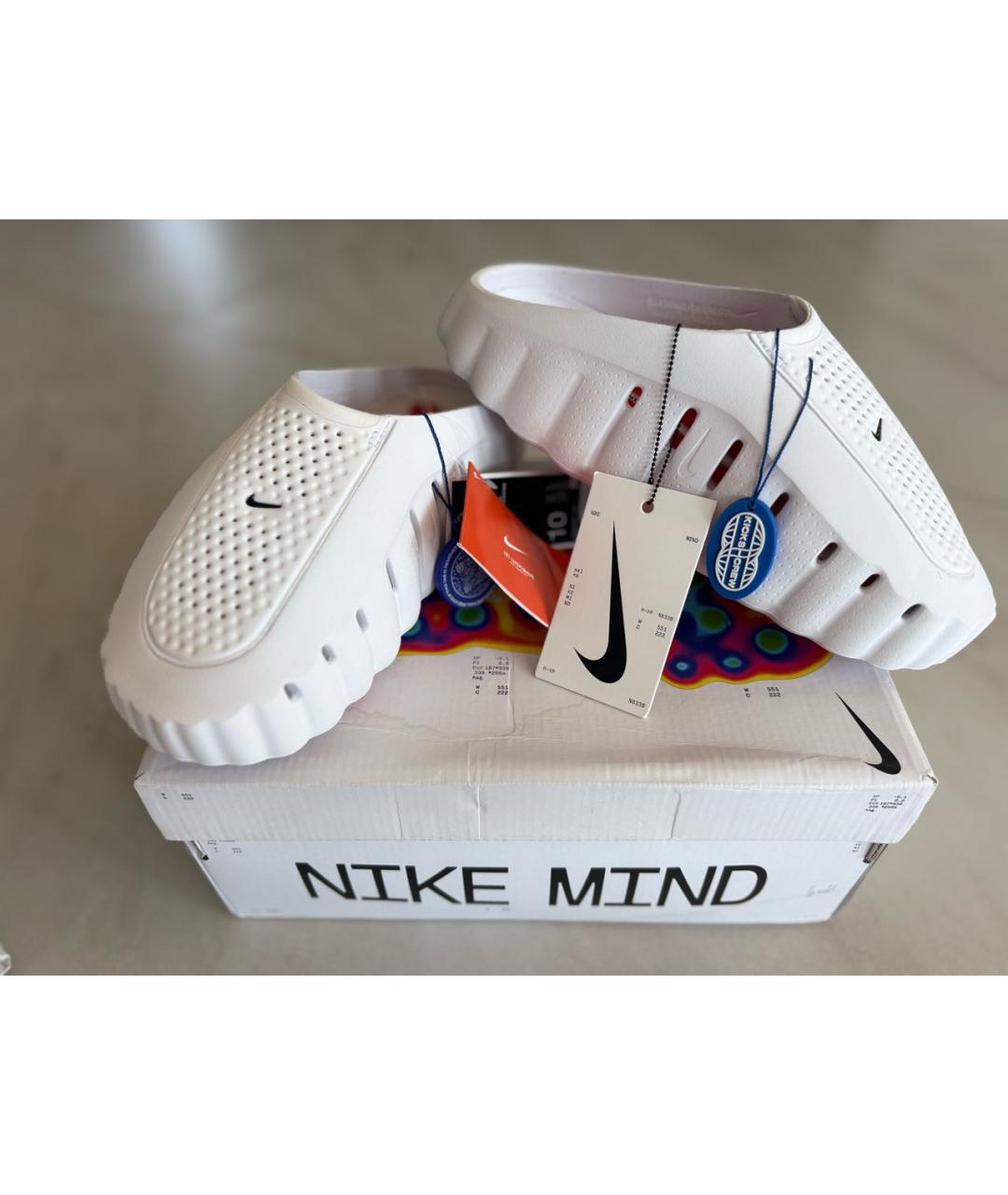 NIKE Белые резиновые шлепанцы, фото 6