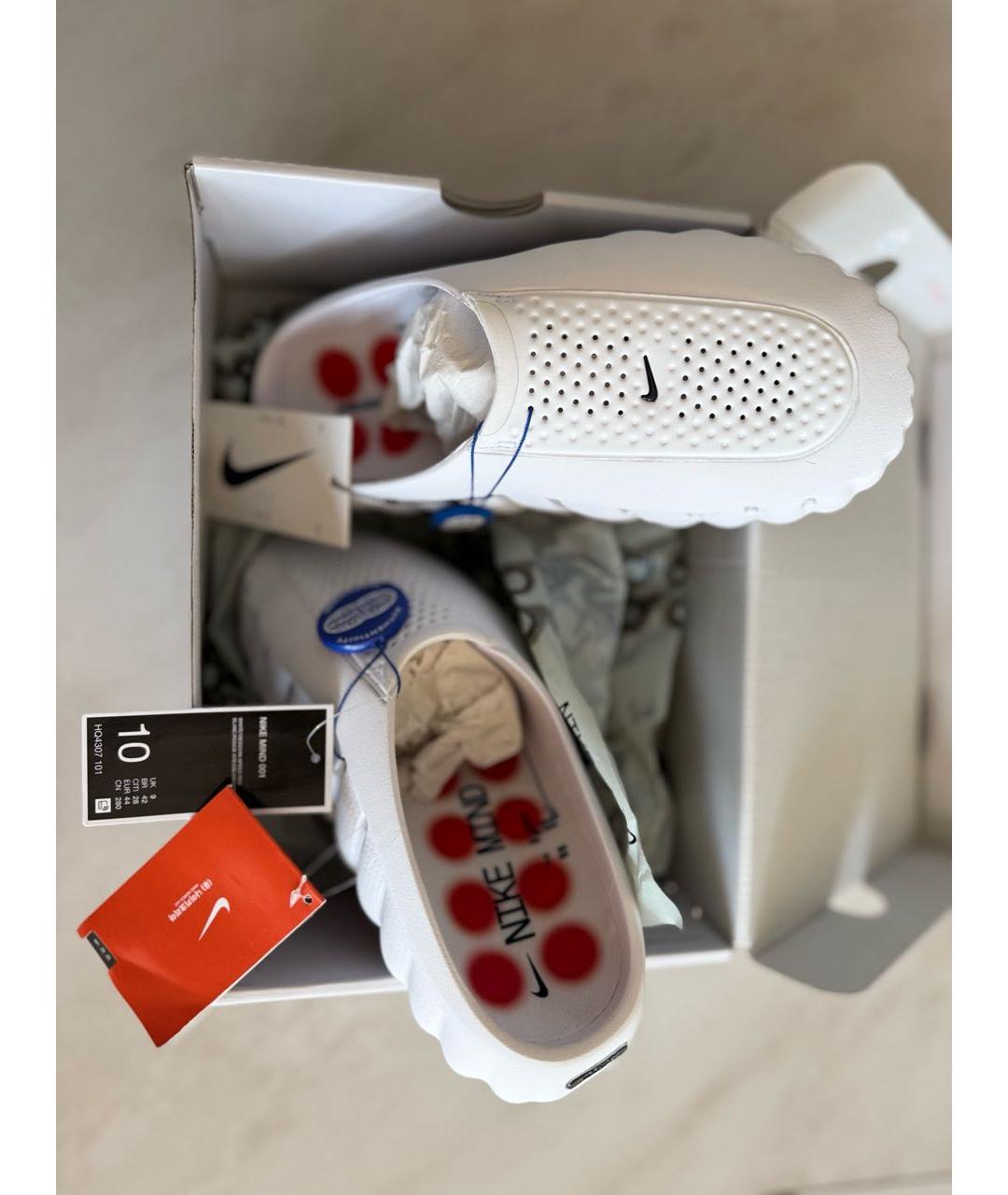 NIKE Белые резиновые шлепанцы, фото 5