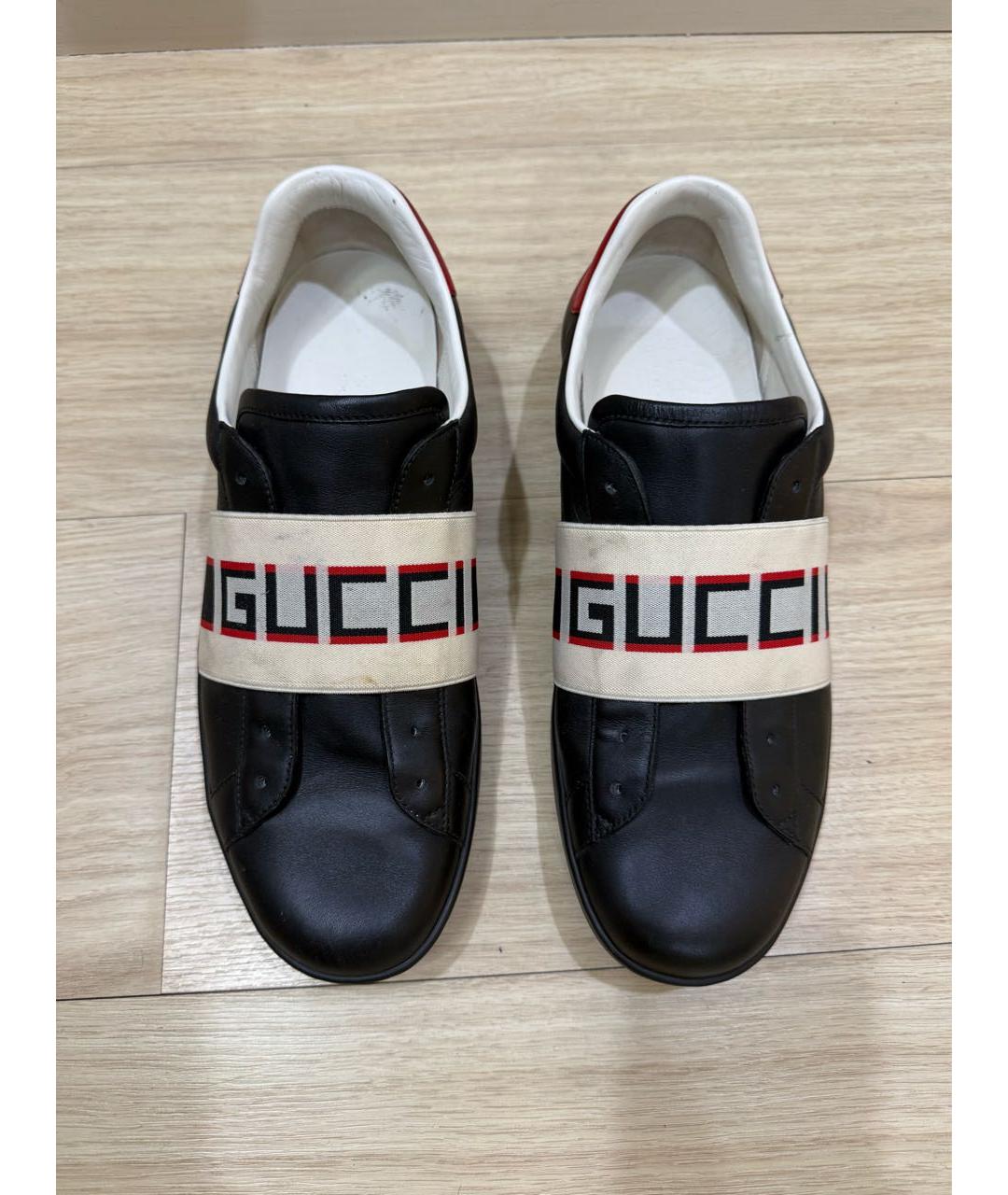 GUCCI Темно-синие кожаные низкие кроссовки / кеды, фото 2
