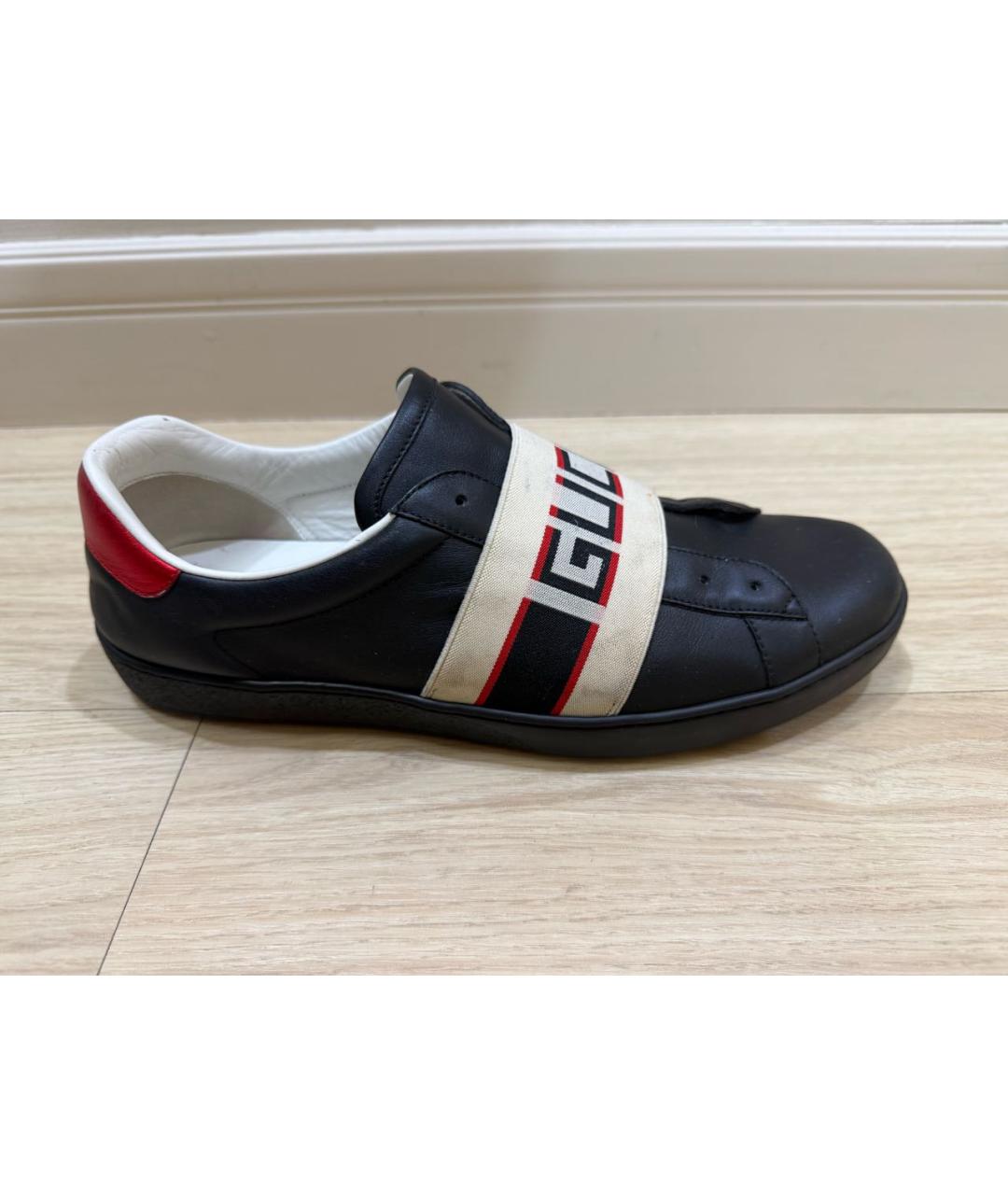 GUCCI Темно-синие кожаные низкие кроссовки / кеды, фото 8