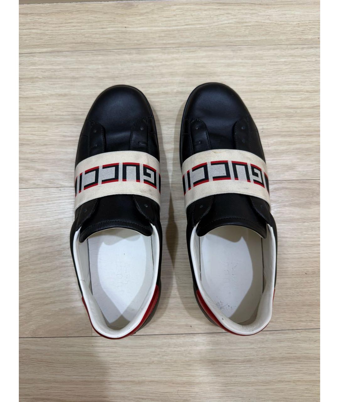 GUCCI Темно-синие кожаные низкие кроссовки / кеды, фото 3