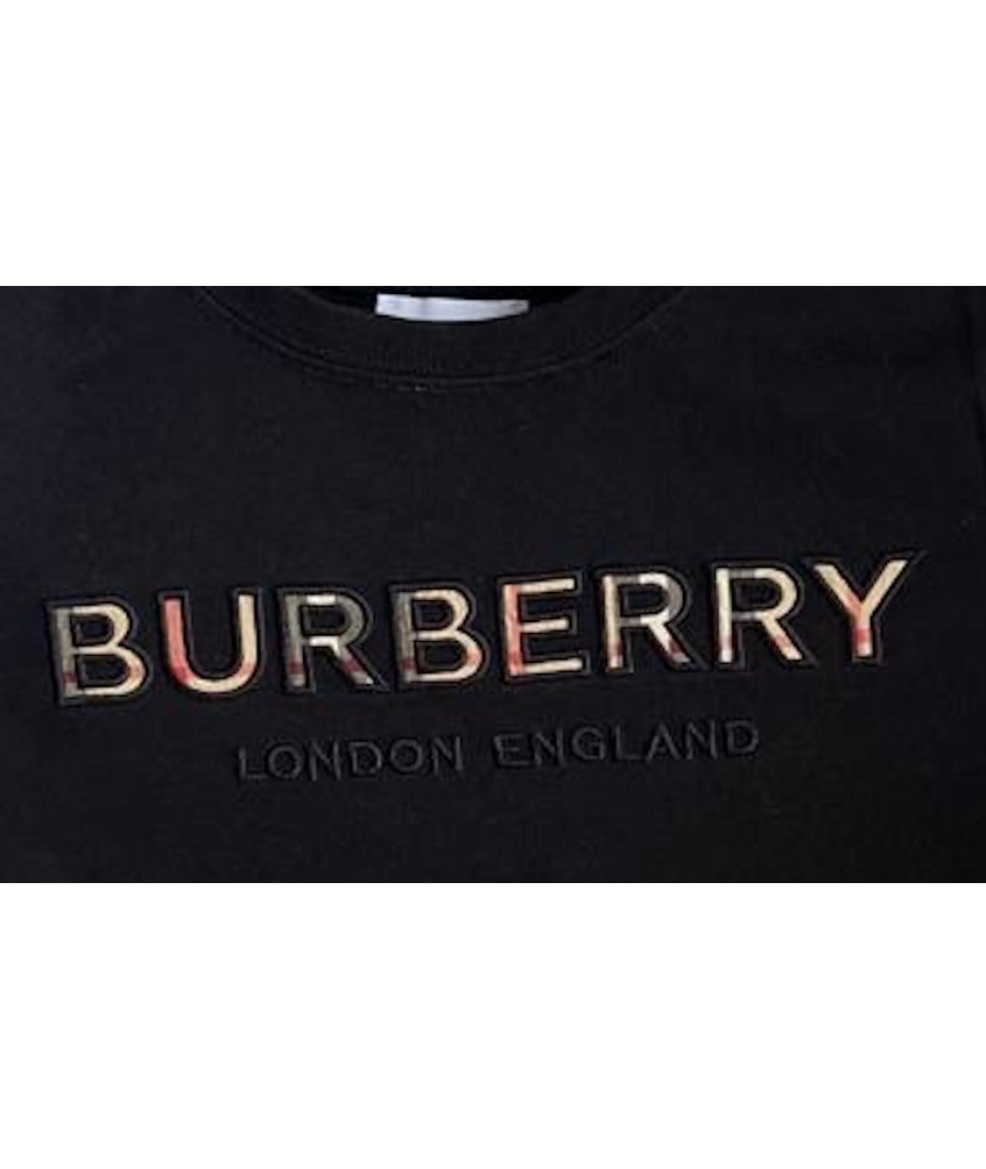 BURBERRY Черная хлопковая детская футболка, фото 4