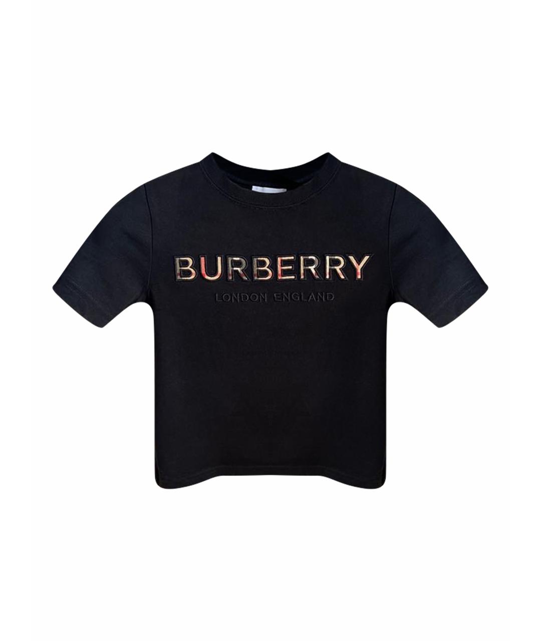 BURBERRY Черная хлопковая детская футболка, фото 1