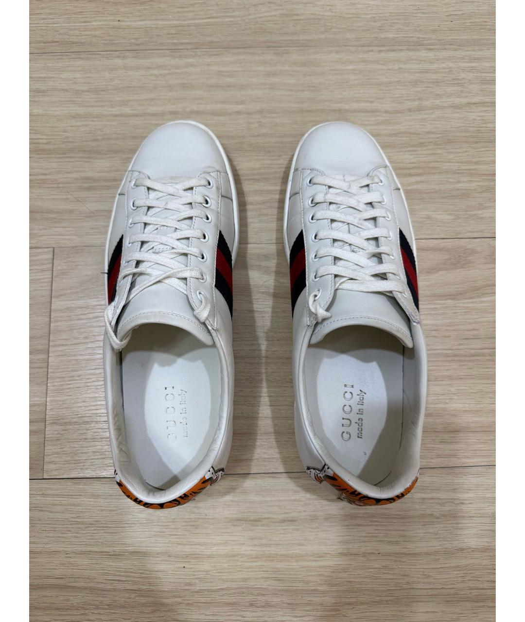 GUCCI Белые кожаные низкие кроссовки / кеды, фото 3