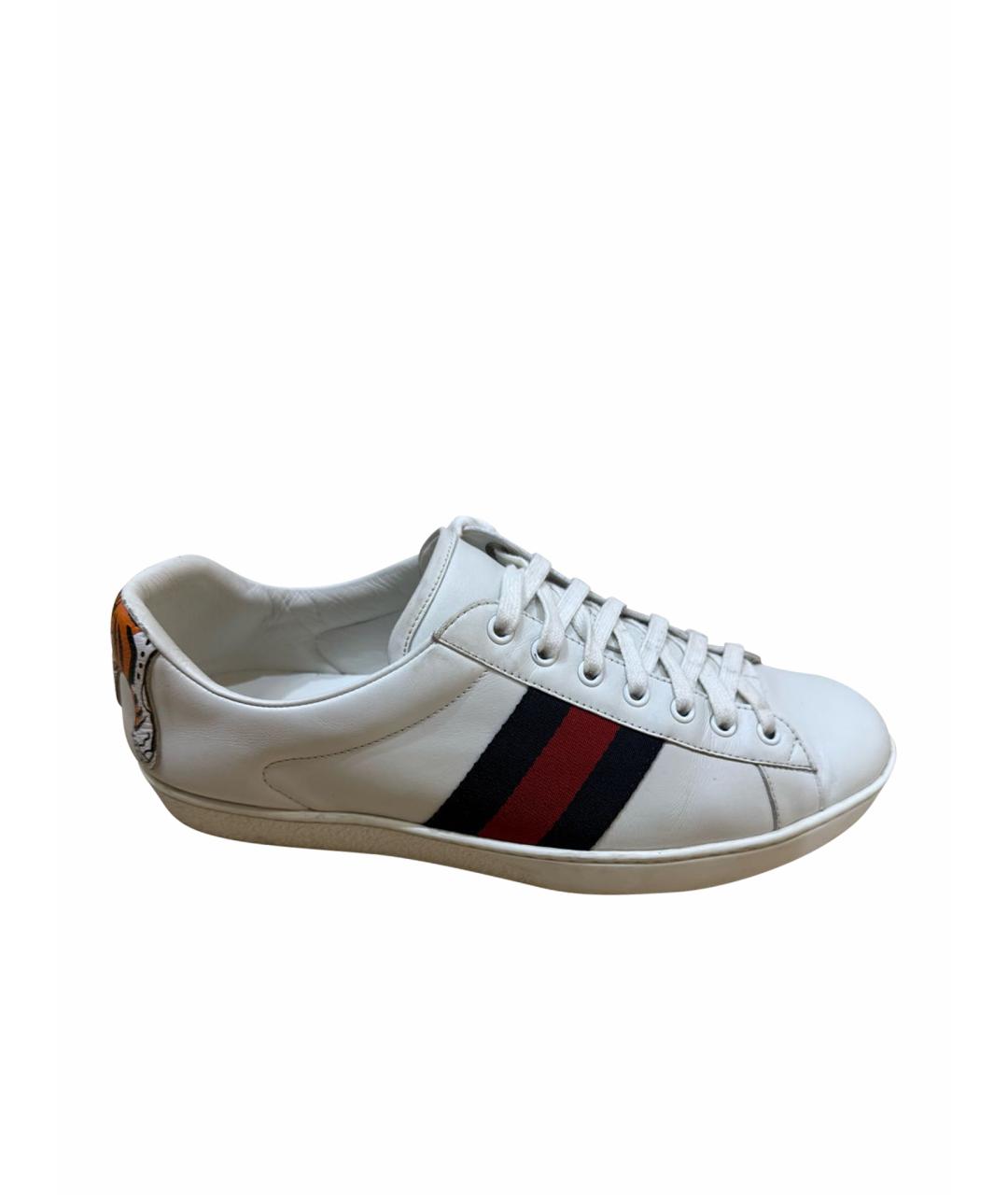 GUCCI Белые кожаные низкие кроссовки / кеды, фото 8